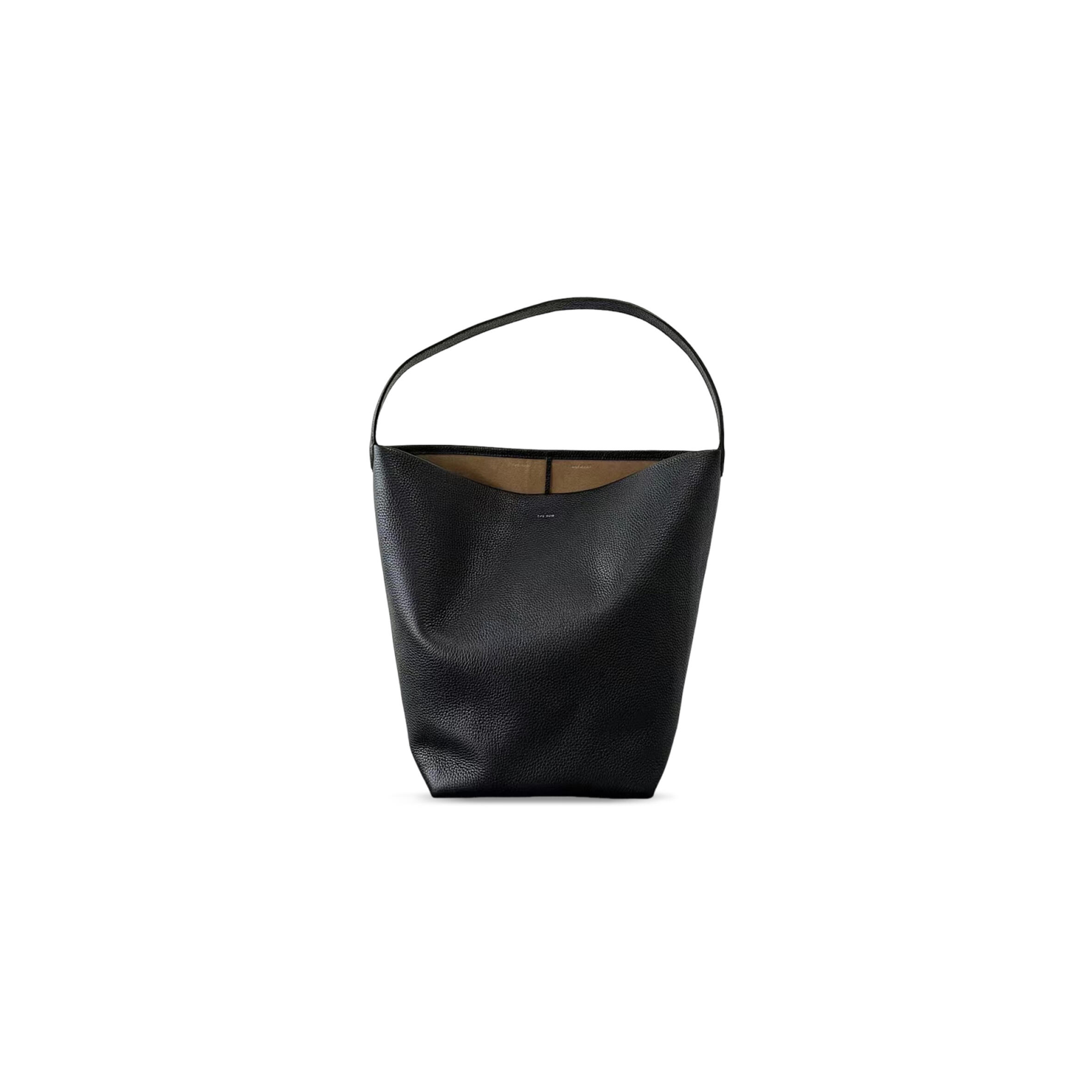 THE ROW LARGE NS PARK TOTE BAG IN LEATHER BLACK W1273L72BLPL (43*38*20cm)